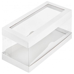 Коробка под половину рулета 21 см*11 см*10 см с прозрачными стенками и окном "Люкс"
