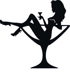 Топпер "Девушка в мартинке, с мартини", 36001125-ч 13*13