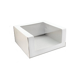 Коробка для торта 23,5 см*23,5 см*11,5 см с окном белый