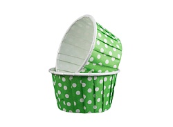 Капсулы для капкейков жесткий борт "Зеленый\Белый горох" 100 шт