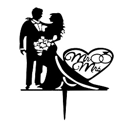 Топпер "Молодожены с сердцем" черный 12*12 см